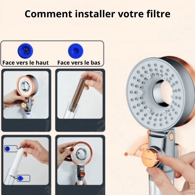 installation filtre de pommeau de douche