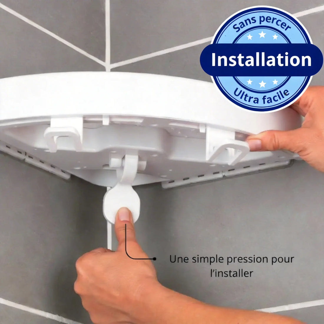 Étagère de douche sans perçage avec système de pression