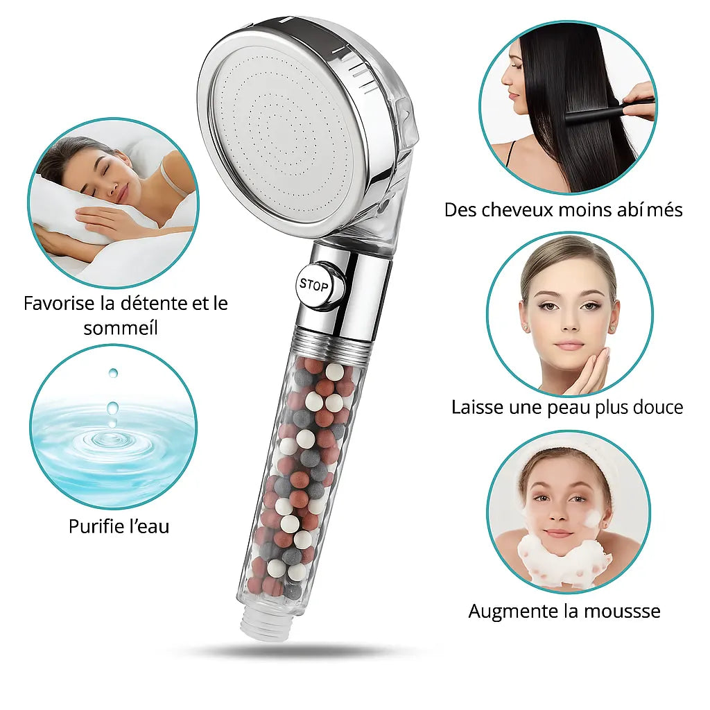 Pommeau Douche Filtre Pommeau De Douche Cobbe Avec Filtre 20 Couches - 6 Jets Haute Pression, économiseur D'eau Douchette économie Eau Pommeau Douche Filtre Pommeau De Douche Cobbe Avec Filtre 20 Couches - 6 Jets Haute Pression, économiseur D'eau Douchette économie Eau