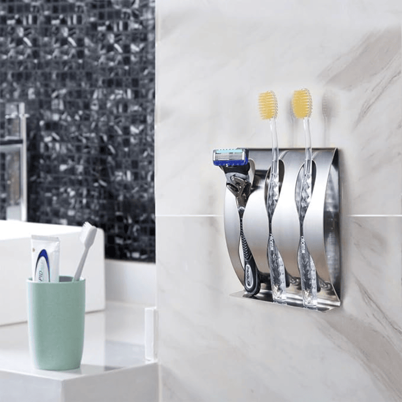 Support Mural Pour Brosses à Dents - Acier Inox 304, Auto-adhésif, Avec Fente Pour Câble De Charge, Idéal Salle De Bain