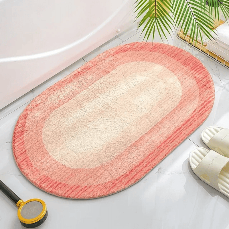 tapis bain arrondi bleu