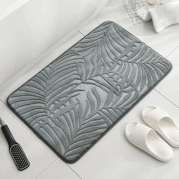 tapis bain palmier gris