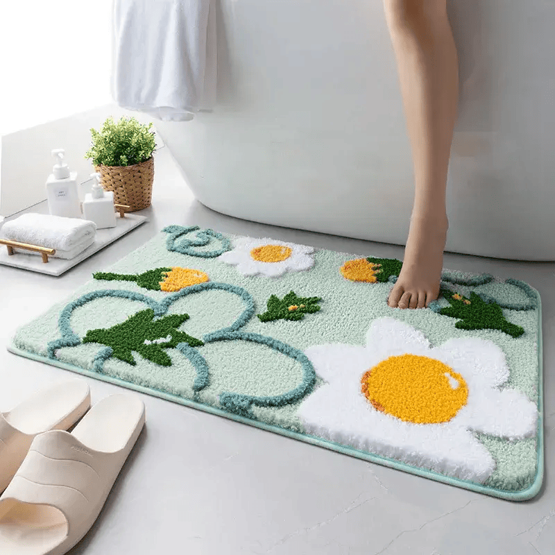 tapis bain jaune gris