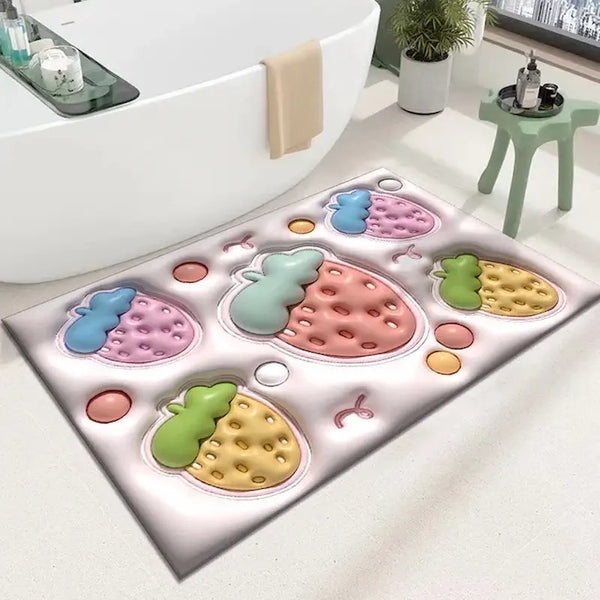 tapis de bain fraise multicouleur